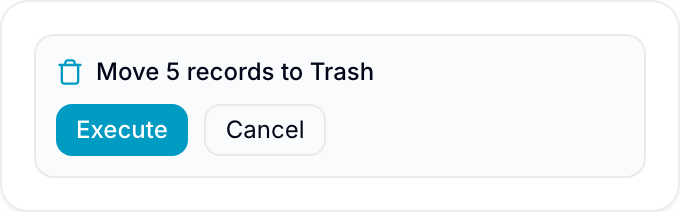 A pending-write action card in the AI Agent panel with Execute and Cancel
