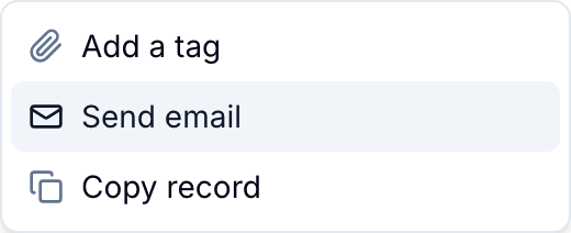 Action picker with Send email selected