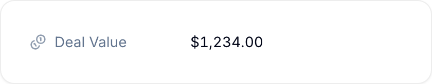 A monetary amount stored in a Currency field
