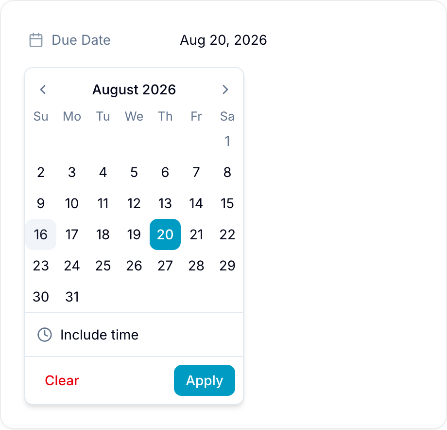 Date picker for a Date custom field