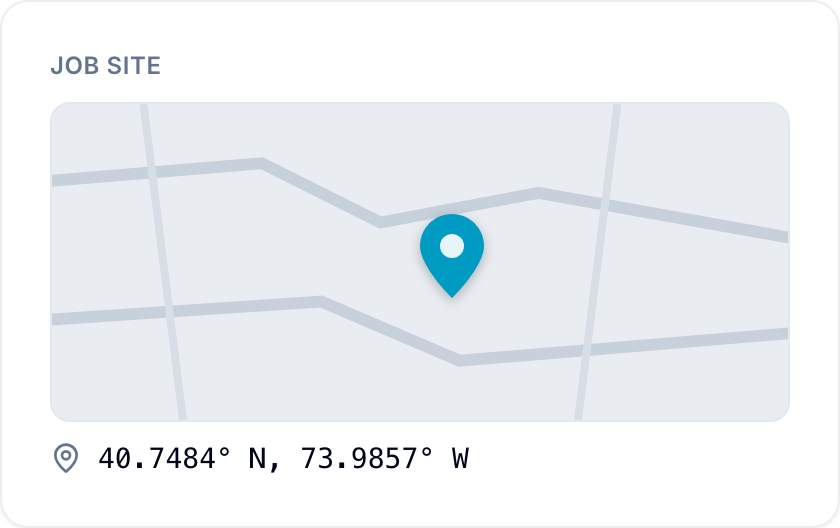 Location and coordinates displayed in a Location Map field