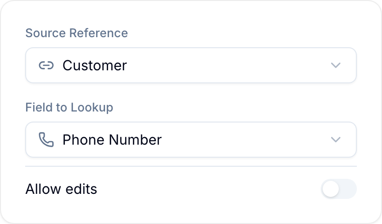 Lookup field configuration options for referenced record data