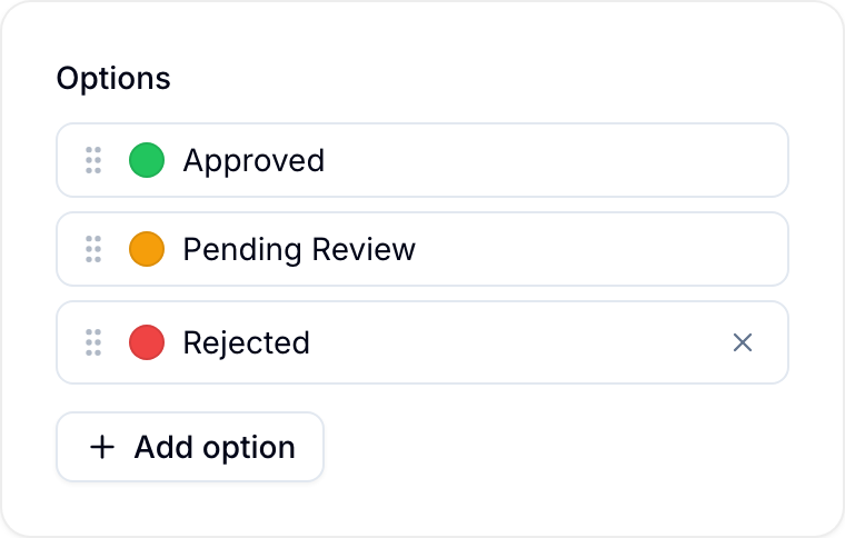 Single Select field configuration