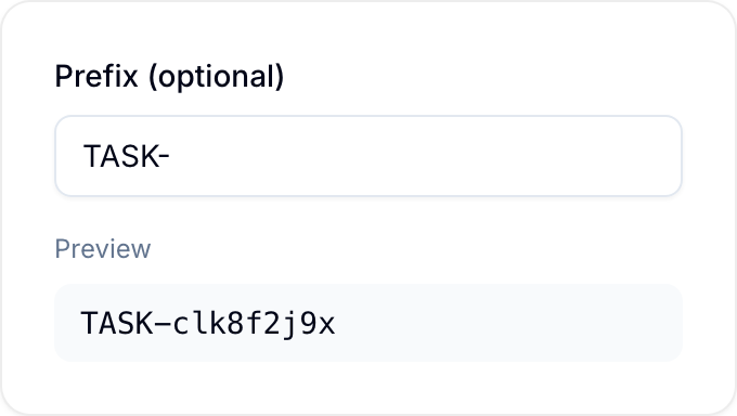 Optional prefix for internal Unique IDs