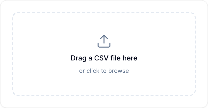 CSV file upload area