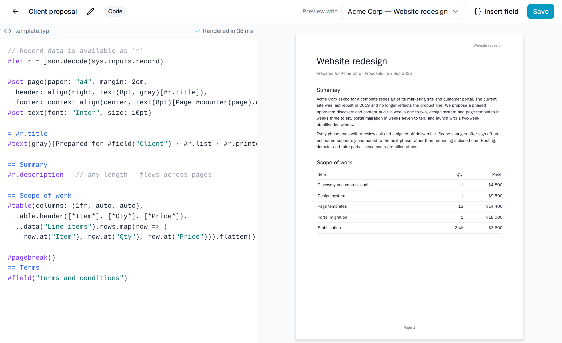 Editor with live preview