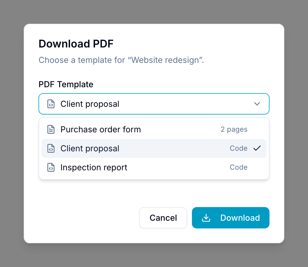 Download PDF dialog