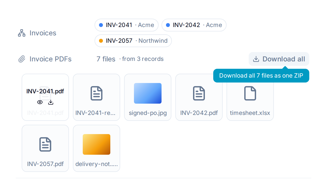 Download all in the header of a file lookup