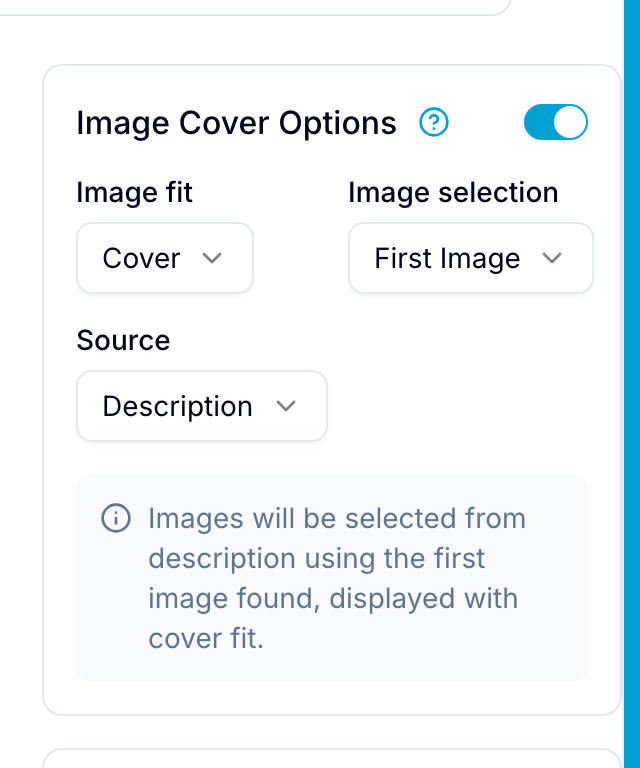 Image Cover Options in the Card Interface settings