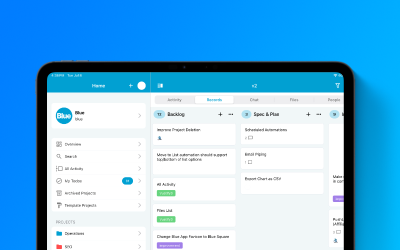 Blue iPad App